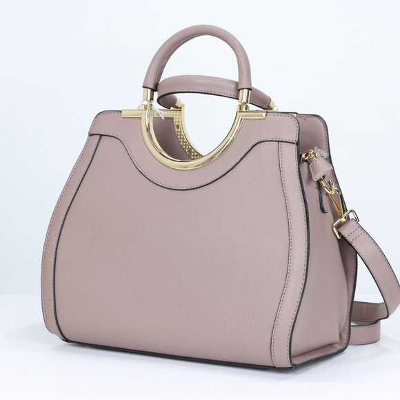 Mauve Faux Leather Purse and Wallet 2 in 1 Set Tote Cross Body Shoulder Hand Bag - Picture 4 of 12